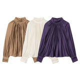 Autumn New Dredted Loose-Fitting Long-Sleeved Shirt Top 1297202