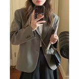 Spring And Autumn Small Suit Jacket Women Casually With British Wind Gray Short In Suit Small Man Tops
