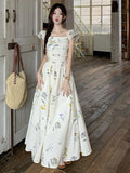 Gentle Wind Beautiful Unique Tea Break French Broken Flower Dress Fairy Summer High Sense Seaside Holiday Dress