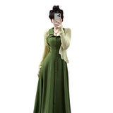 2025 New French Retro Green Hanging Neck Sling Dress Female Summer Temperament Waist Dress