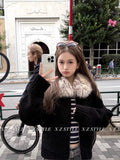 500G Thicker] Hair Collar Small Granular Lamb Wool Coat Women Autumn And Winter New Fur Integrated Black Fur