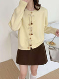 National Style Design Buckle Round Collar Knitted Jersey Women's Spring And Autumn New Fashion Loose Leisure Sweater