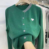 Autumn And Winter New Korean Version Of Love Color Patch Loose Bottom Long-Sleeved Knitted Shirt Shirt Women's Clothing