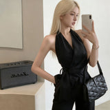 Sexy Strap Pure Desire V-Neck Hanging Neck Vest Women's Hot Girls Summer Waist Tops Bare Back