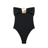 Summer New Metal Collar Repair Body One-Suit Swimsuit 0167216