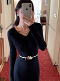 Autumn And Winter With Coat With Sweater Dress Women 2026 New Temperament Thin Bottom Knit Dress Dress