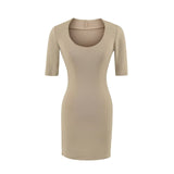 Korean Pure Temperament U-Neck Dress Dress Women Summer Tight Elasticity Skinny Hot Girl With Short Skirt