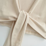 Temperament Pure Style Outside The Strap Shawl Short-Sleeved T-Shirt Girl Summer Hot Girls Folded Casual High-Waist Dance Tops