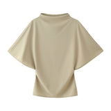 Short-Sleeved Vertical Half-High Collar Top 1165020 Mid-Rise High Asymmetric Pendant Skirt 1165021 Set