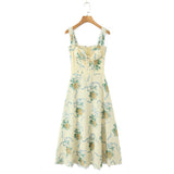 New French Retro Style Small Fresh Cotton Lace Splicing Medium And Long Dress