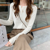 Spring And Autumn New Knitted Knitted Shirt Women Decorate Thin Long Sleeve Bottom Shirt Tops Fashion Inside Sweater
