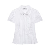 BSK&TRAF Women's Clothing Spring 2026 New Simple Fashion Buckle Striped Silk Shirt 2066010