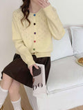 Japan And South Korea Lazy Wind-Collared Sweater Women's Autumn And Winter New Sweet Color Love Buckle Fashion Knitted Shirt Coat Thick
