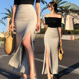 Anti-Walking Light Belt Skirt High Waist Open Skirt Tight Body Slim Ass Skirt Sexy Long Skirt Summer