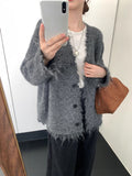 Korean Milk Whirling Soft Sweater Cardigan Dress Woman 2025 New Autumn And Winter Lazy Loose Warm Long-Sleeved Knit Coat