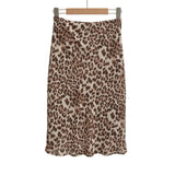 Vintage Glare Leopard Print Skirt Women 2026 Summer New Temperament Slim Waist-Buff Mid-Length Skirt