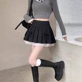 Lace Lace Lace Niche Folded Babes High-Waisted Skirt Half-Dress Girl Spring And Summer A Short Skirt
