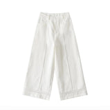 Linen Broad Leg Pants Women 2026 Summer New Retro Style High-Waist Pocket Loose Straight Slacks