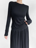 The Feeling Of Thin A-Word Half-Body Skirt Autumn 2025 New Gentle Wind Temperament With High-Waisted 100-Folded Skirt