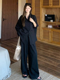 White Loose Lazy Wind Sun Protection Shirt Women Summer Old Money Style Linen Suit Casual Broad Leg Trousers Two Sets