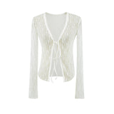 Lace With Cardigan Top Woman 2026 Summer New Hot Girl Wind Solid Hollow Shawl Wear Coat