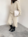 Lazy Fashion Knitted Suit Women's Autumn And Winter New Loose Thin V-Neck Blouse Casual Trousers Set