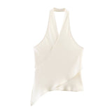 BSK&TRAF Women's Clothing 2026 Summer New Fashion Babes Silk Stisei Hanging Neck Collar Top 2331051