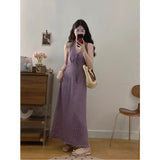 Large Size Women's Clothing Hanging Neck Sling Dress Summer French Holiday Storm Dress Fat MM Thin Dress