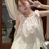 Sweet Wind Loose Sleeveless Shirt Women's Spring And Summer New Set Casual Meat-Covered Doll Shirt With Vest Shirt
