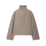 Relaxed Casual Temperament Simple Long Sleeve Buckle Collar Hair This Jacket 6318293