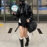 Fashion Locomotive Leather Coat Women's Autumn 2025 New Loose Retro Leather Jacket Ocean