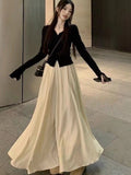 Tea Wear A Set Of Women's Early Autumn High-Grade Temperament Long-Sleeved Top Skirt Half-Dress Fashion Two Sets