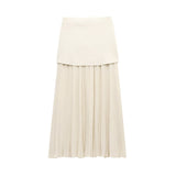 Summer New Undecorated Knitted Vest Knitted Folding Splicing Skirt Set
