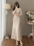 Autumn And Winter With Coat With Sweater Dress Women 2026 New Temperament Thin Bottom Knit Dress Dress