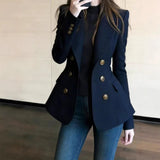 French High-End Double-Dled Blazer Women's Spring And Autumn New A Gas Field Strong Commuter Suit Top