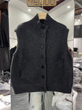 Knitted Vest Women's New 2025 Spring And Autumn And Winter Loose Large Size Outside The High-Neck Vest Sweater Open T-Shirt Shoulder Jacket