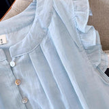 Large-Size French Lotus Leaf Edge Flying Sleeve Shirt Women Summer New Fat Mm Loose Thin Doll Shirt Top