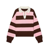 New Casual Loose Striped Knitted POLO Shirt 5536218