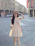 Pure Temperament Famous Sleeveless Hanging Neck Dress Super Fairy Chic Beautiful Brightly Lit Bow Doll Dress Summer