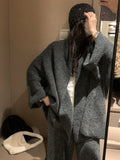 Autumn/Winter 2025 New Lazy Wind High Sense Of Loose Soft Glutinous Sweater Coat Wide Leg Pants Knitted Two Sets Of Women