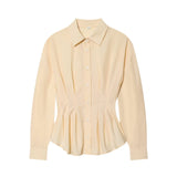 Spring New Temperament Design Collar Folding Folding Tidling Shirt 260016
