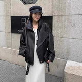 Haining New Leather Locomotive Jacket Loose Leather Jacket 2025 New Velvet Double Collar Short Coat Woman