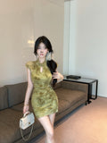 New Chinese Style Improved Cheongsam Dress Gentle Wind Beautiful Body Repair Kite Short Dress 2026 Summer