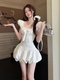 First Love White Dress Women's Summer Summer 2026 New Lace Side Bow Small Fasley Buds Short Skirt