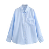 Summer New Four-Color Striped Single Pocket Dress Loose Casual Shirt
