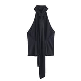 BSK&TRAF Women's Clothing 2025 New Fashion Babes Bows Hanging Neck Top 2180105