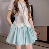 Summer New Retro College Style Slim Thin Short Sleeves Collar White Shirt Shirt Shirt Top