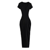 Spice Girls Folded Bag Hip Dress 2025 Summer New Temperament V-Neck Body To Close Short-Sleeved Dress