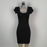 8 Color Optional] V-Neck U-Neck Short-Sleeved Dress Tight Body Thin-Handed-Butled To Show Body Pure Desire Short Skirt