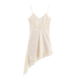 Autumn New Lace Decoration Asymmetric Sling Dress 5919200